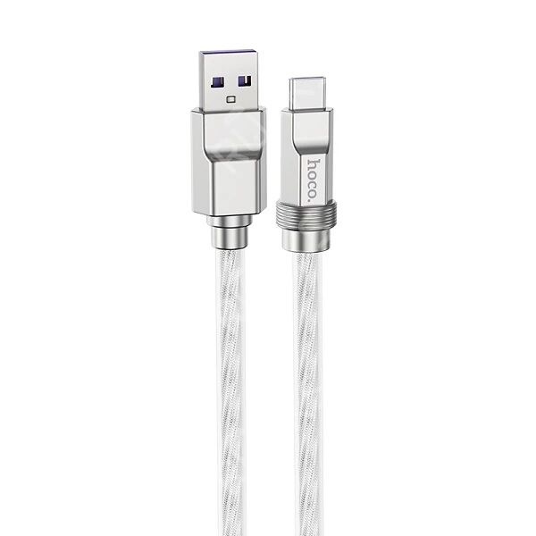 USB кабель шт.USB (A) - шт.Type-C Hoco U113 1,0м, 6A, PD 100W, с подсветкой, серебро 1