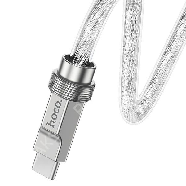 USB кабель шт.USB (A) - шт.Type-C Hoco U113 1,0м, 6A, PD 100W, с подсветкой, серебро 2
