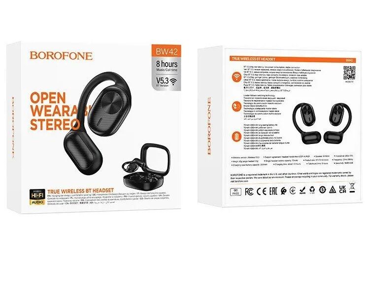 Гарнитура беспроводная "Borofone" BW42, Bluetooth TWS, спортивная, чёрная 5