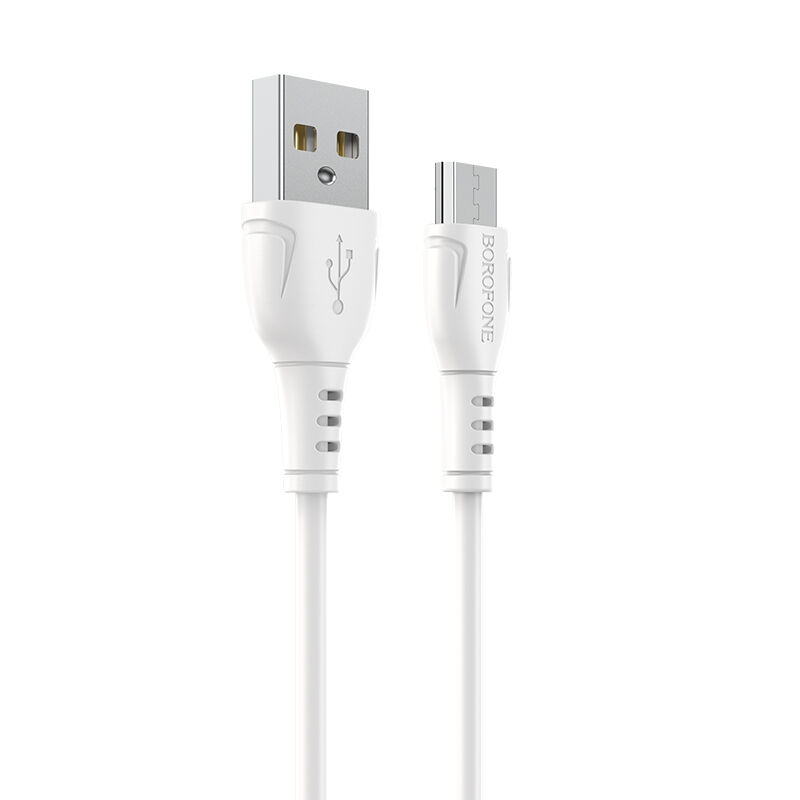 USB кабель для зарядки micro USB 1м, 2,4A силиконовый, белый BX51 "Borofone" 2