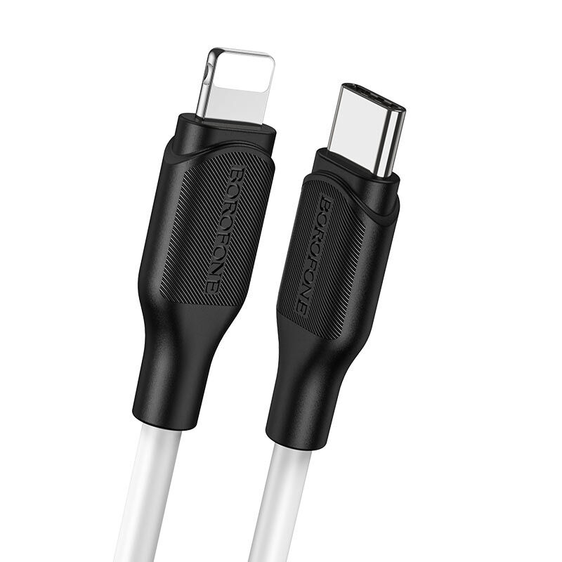 USB кабель шт.Type-C - шт.Lightning 1м, 3A, нейлон BX42 "Borofone", белый 1