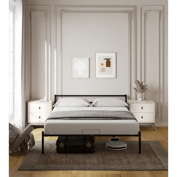 Кровать Roomiroom 160x200 см металл цвет черный графит