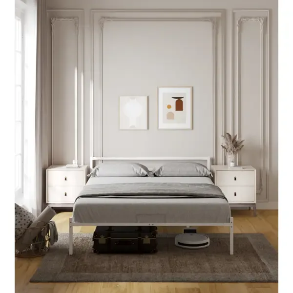 Кровать Roomiroom 160x200 см металл цвет белый
