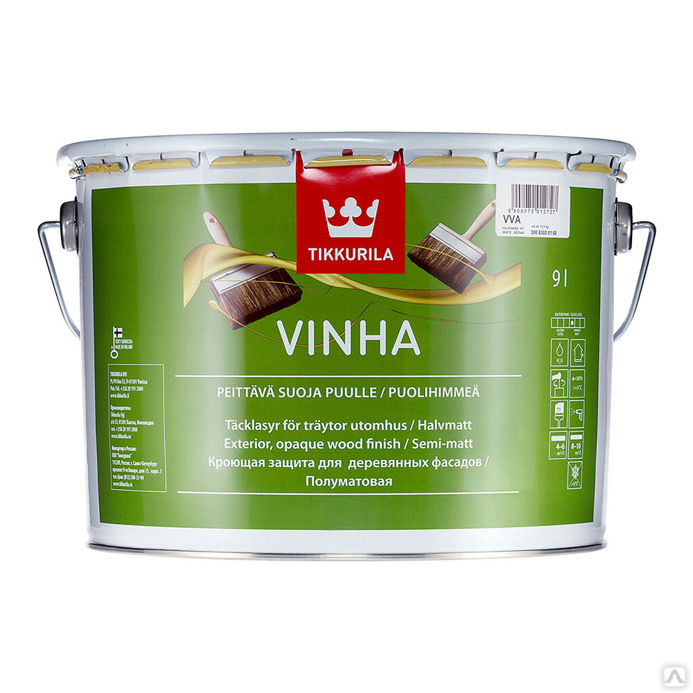 Антисептик кроющий ВИНХА Тиккурила (VINHA Tikkurila) 9л база С, цена в ...