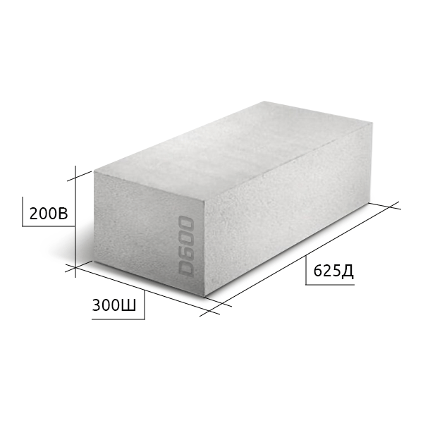 Блок стеновой D600 B3,5 625х300х200 мм CUBIBLOCK