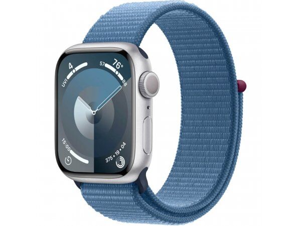 Смарт часы Apple Watch Series 9 GPS, 45mm Silver Aluminium Case with Winter Blue Sport Loop