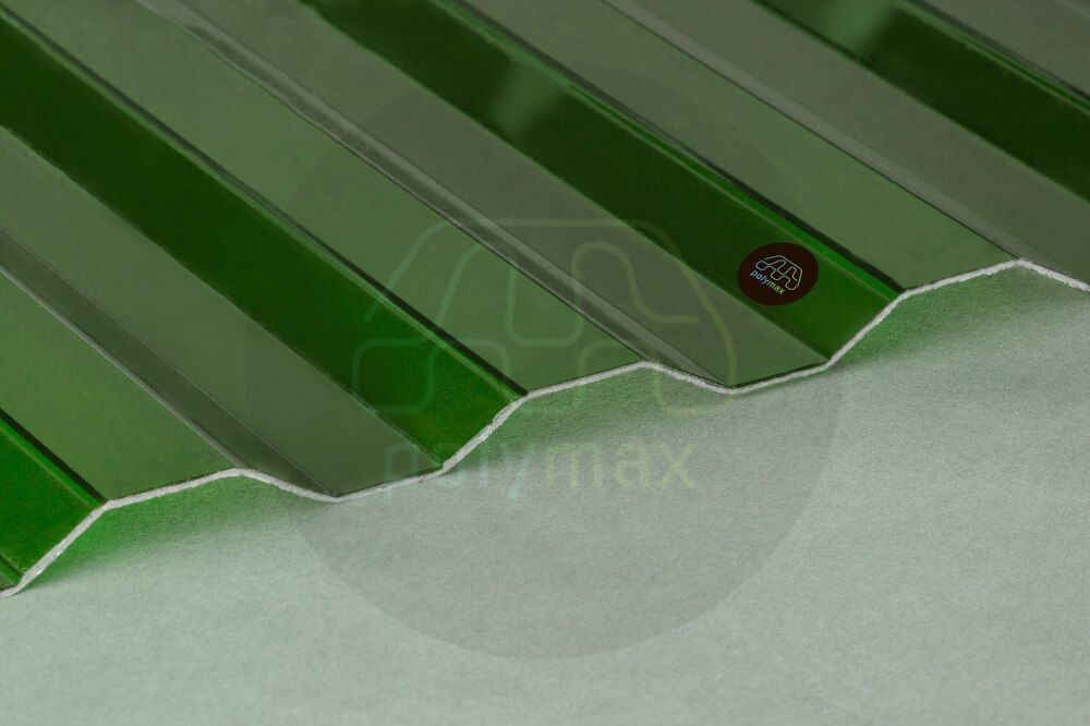 Кровельный монолитный поликарбонат трапеция 1,3мм (зеленый, 2000х1050) ЮГ-Ойл-Пласт